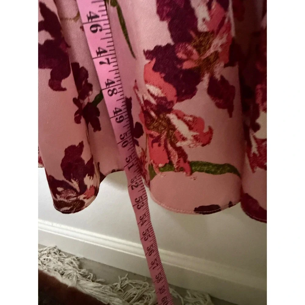 Cinq a Sept Pink Floral Orchid Midi Dress V-Neck Flutter Sleeve Womens Size 8 - Picture 7 of 12